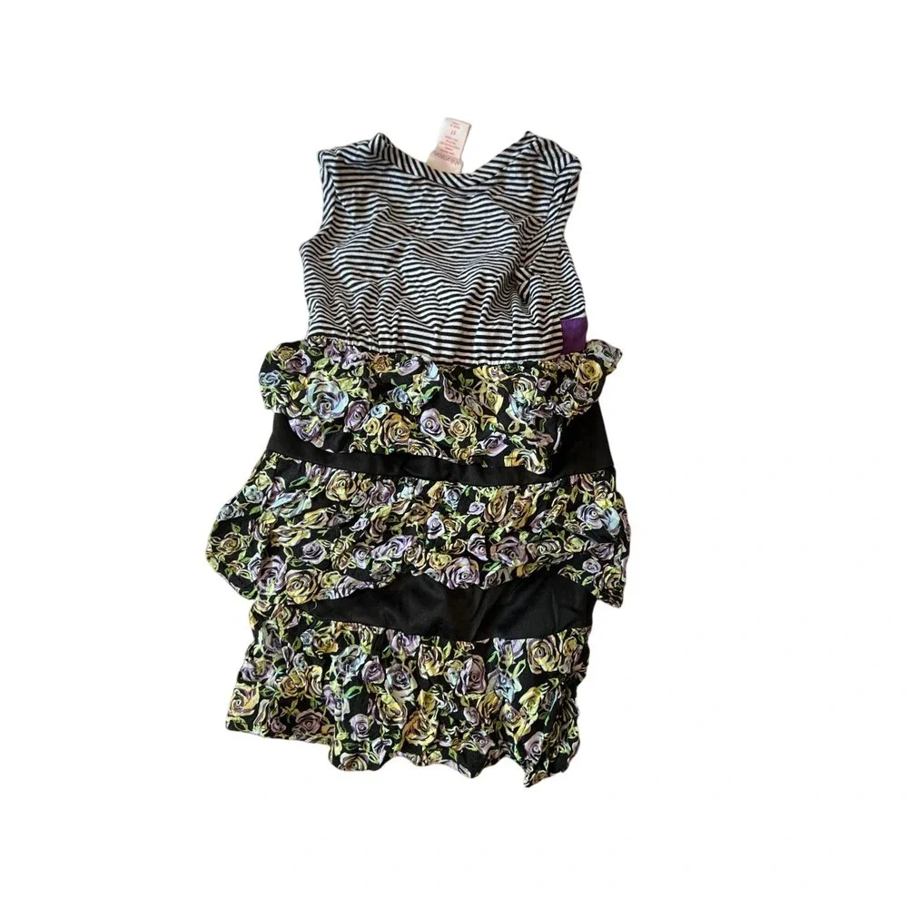 xHilaration Black White Striped Dress Girls 5T
